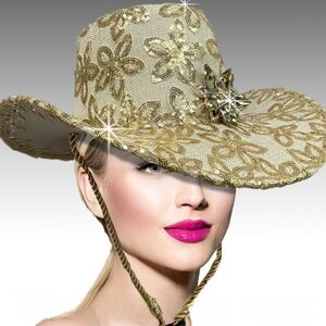 NWT Stunning Couture Western Lace Jeweled Brooch Cowboy Cowgirl Country Hat